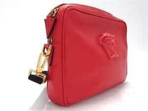 VERSACE Medusa Leather Clutch Bag Shoulder Red